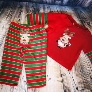 Christmas 2pc Set; Raindeer Holding a Candy Cane